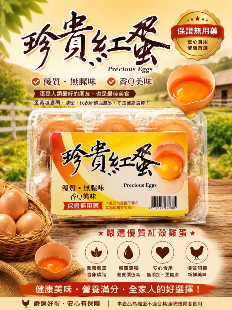 珍貴紅蛋6粒入(古早蛋商行)